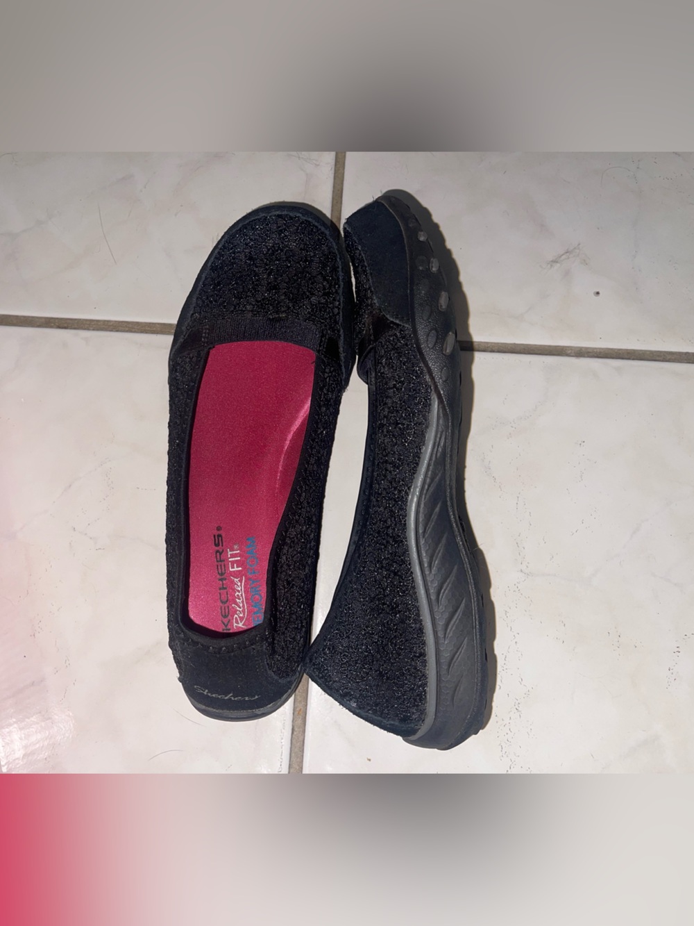 Skechers Black Slip-On Women's Memory Foam Ballet Flat
